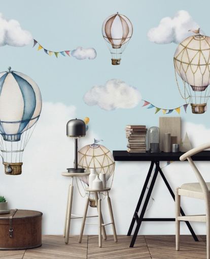 cute hot air balloon wallpaper mural