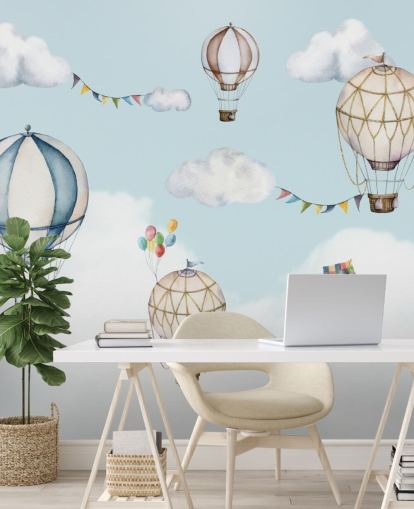 cute hot air balloon wallpaper mural