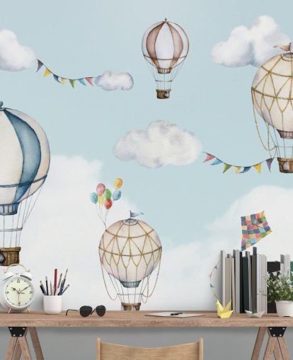 cute hot air balloon wallpaper mural