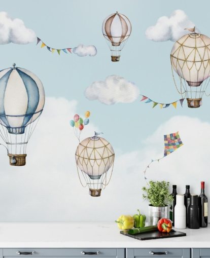 cute hot air balloon wallpaper mural