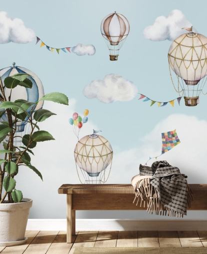 cute hot air balloon wallpaper mural