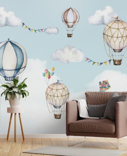 cute hot air balloon wallpaper mural