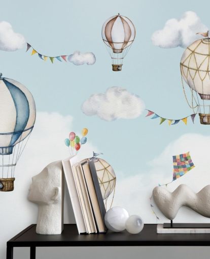 niedliches Heißluftballon-Tapeten-Wandbild