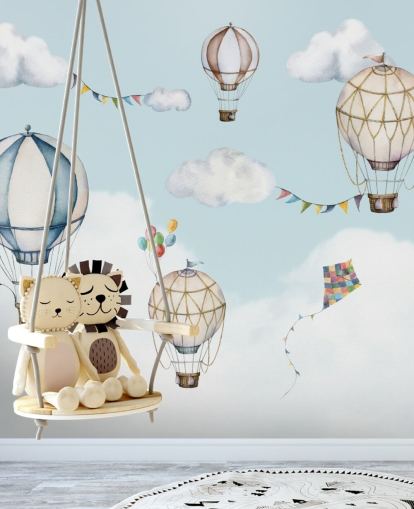 lindo mural de papel de parede de balão de ar quente
