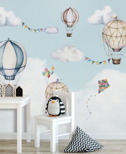 cute hot air balloon wallpaper mural