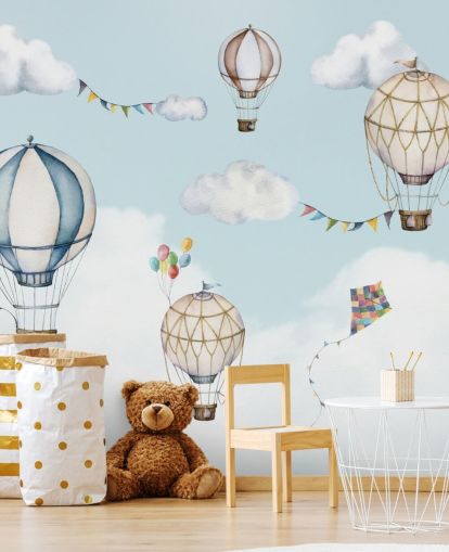 cute hot air balloon wallpaper mural