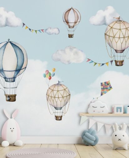 joli papier peint mural de montgolfière