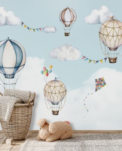 niedliches Heißluftballon-Tapeten-Wandbild