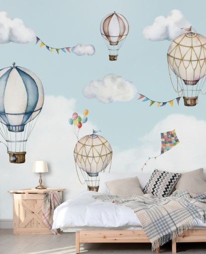 cute hot air balloon wallpaper mural