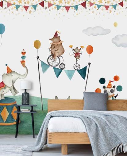 cute circus wallpaper mural