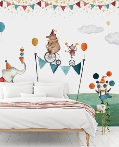 lindo mural de papel pintado de circo