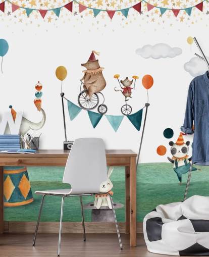 schattige muurschildering met circus schattige muurschildering met circus