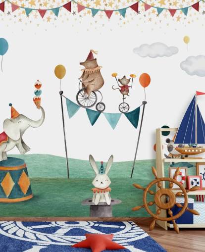 cute circus wallpaper mural