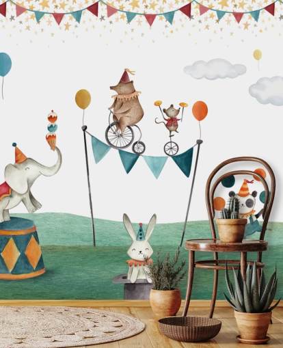 cute circus wallpaper mural