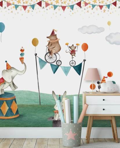 cute circus wallpaper mural