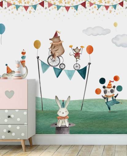lindo mural de papel pintado de circo