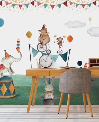 cute circus wallpaper mural