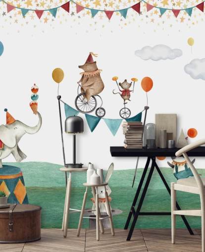 lindo mural de papel pintado de circo