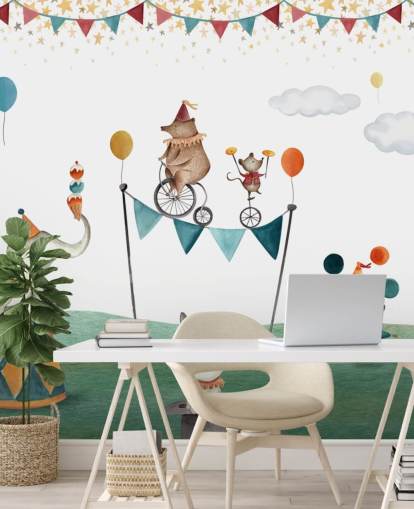 cute circus wallpaper mural