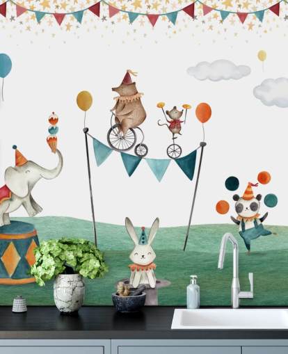 cute circus wallpaper mural