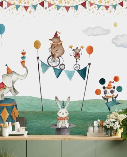 sød cirkus tapet vægmaleri sød cirkus tapet vægmaleri