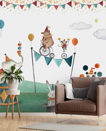cute circus wallpaper mural