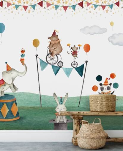 cute circus wallpaper mural
