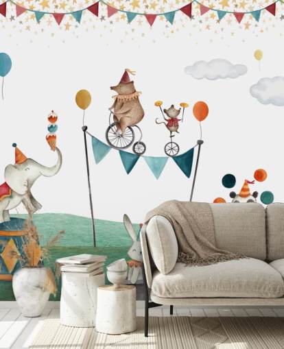 cute circus wallpaper mural