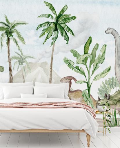 cute dinosaur wallpaper mural called Dino Joy by Oliver Robins for children's bedrooms and playrooms cute dinosaur wallpaper mural called Dino Joy by Oliver Robins for children's bedrooms and playrooms