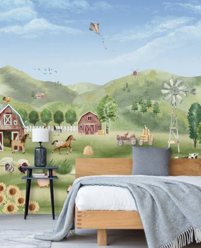 cute farm wallpaper mural