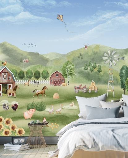 cute farm wallpaper mural