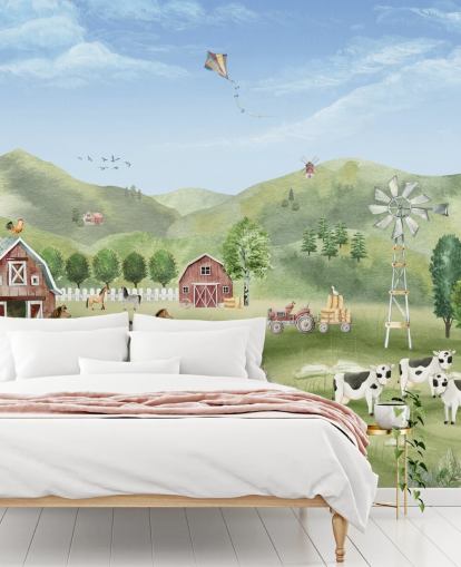 cute farm wallpaper mural