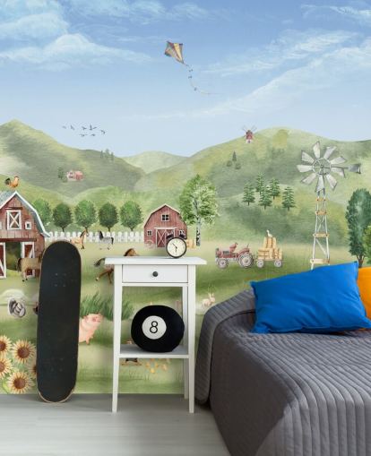 cute farm wallpaper mural