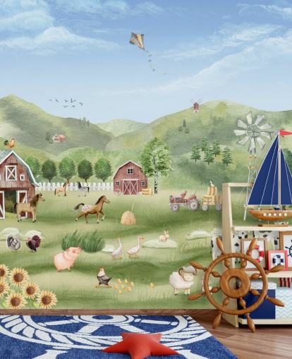 joli papier peint mural de ferme