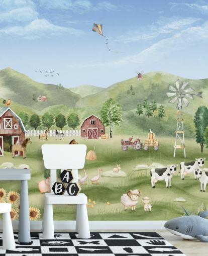 cute farm wallpaper mural cute farm wallpaper mural