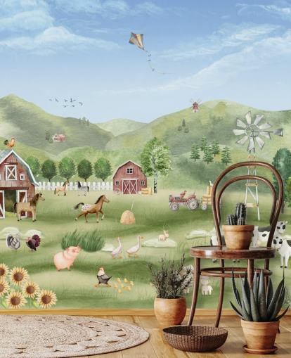 lindo mural de papel de parede de fazenda lindo mural de papel de parede de fazenda