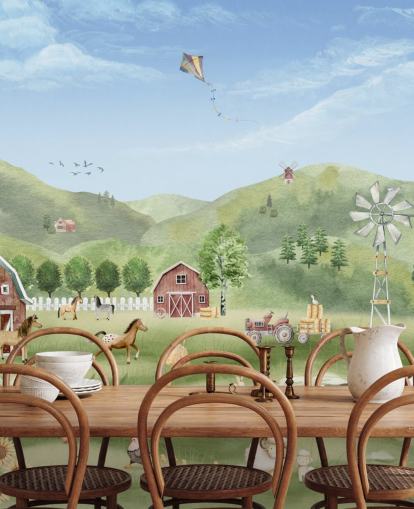 cute farm wallpaper mural