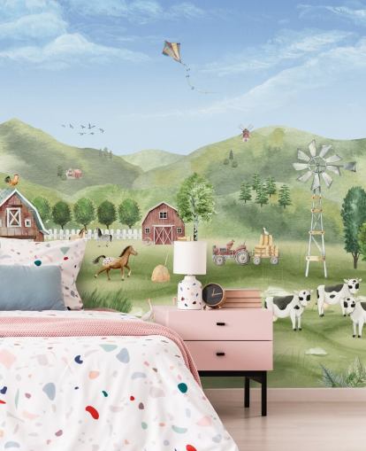 joli papier peint mural de ferme