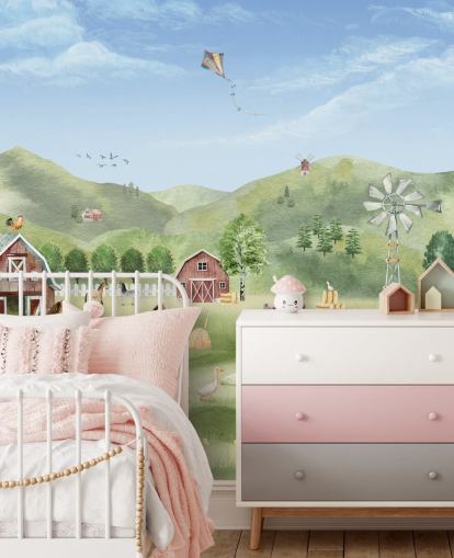 cute farm wallpaper mural