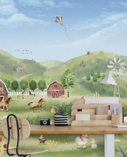 bonito mural de papel pintado de granja bonito mural de papel pintado de granja