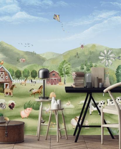 cute farm wallpaper mural