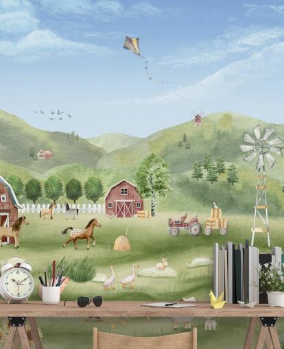 cute farm wallpaper mural
