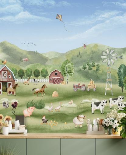 cute farm wallpaper mural
