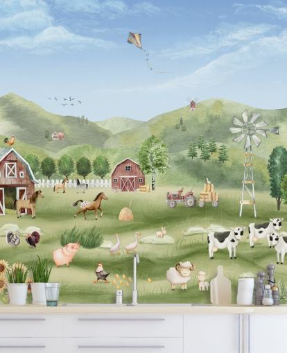 cute farm wallpaper mural cute farm wallpaper mural