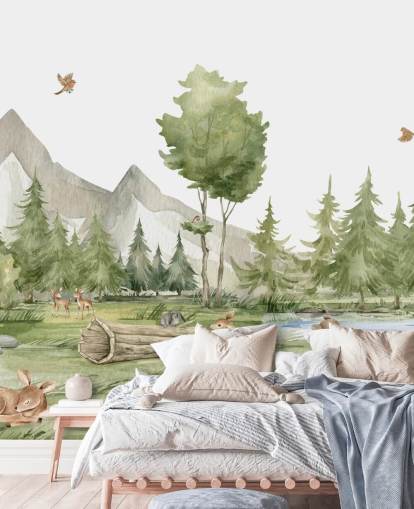 cute woodland animal wallpaper mural
