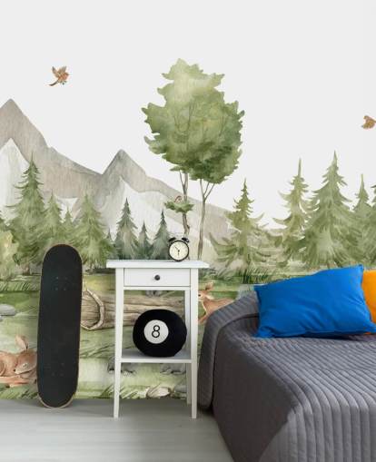 bonito mural de papel pintado de animales del bosque