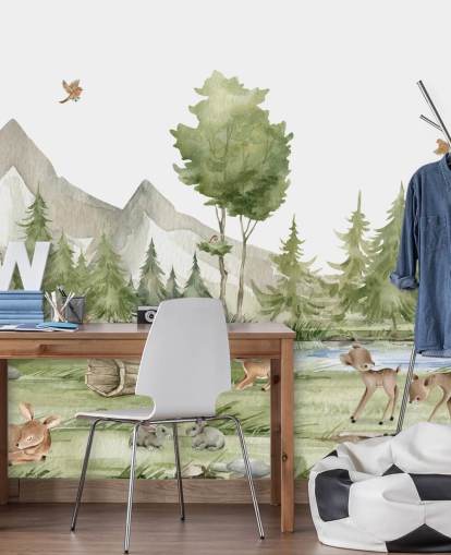 niedliches Tapeten-Wandbild mit Waldtieren