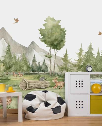 cute woodland animal wallpaper mural