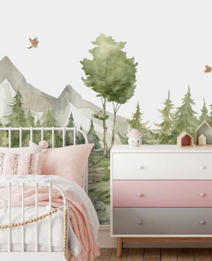 schattige behangmuurschildering met bosdieren schattige behangmuurschildering met bosdieren