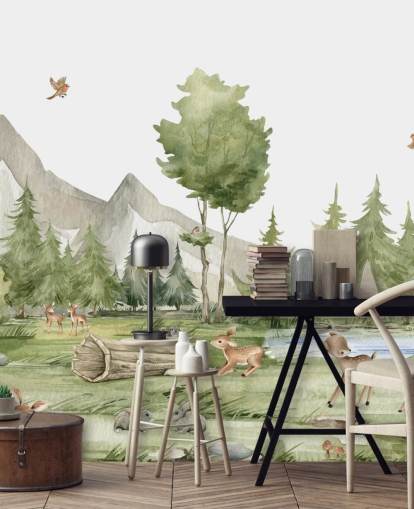 cute woodland animal wallpaper mural